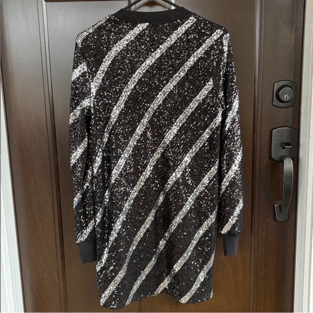 Like New All Saints Jules Sequined Dress Black Silver Generous Size XS - Picture 11 of 13